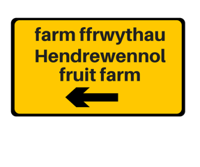 Hendrewennol yellow sign