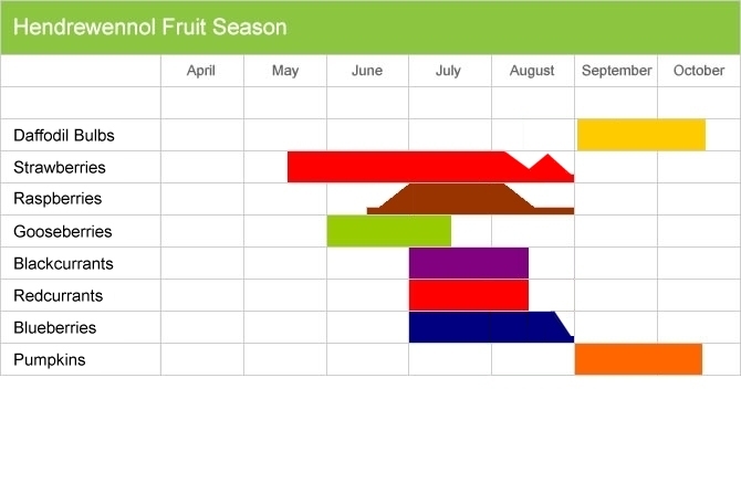 Hendrewennol fruit picking season chart